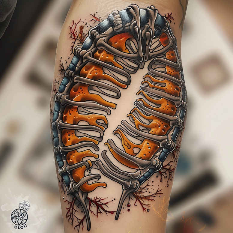 biomechanics tattoo design ideas Realism soft highlights intricate detail embodying perseverance
