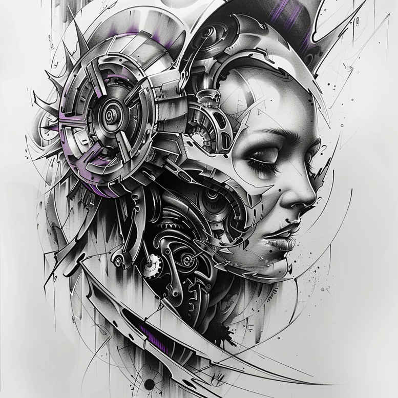 biomechanics tattoo design ideas classic motifs intricate detail for lower back