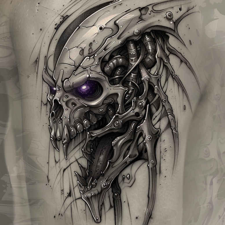 biomechanics tattoo design ideas Surrealism visionary kinetic flow for elbow