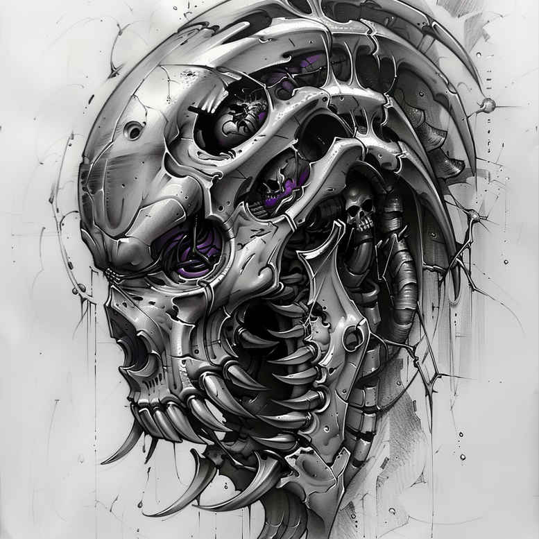 biomechanics tattoo design ideas real-life shading layered textures for fingers