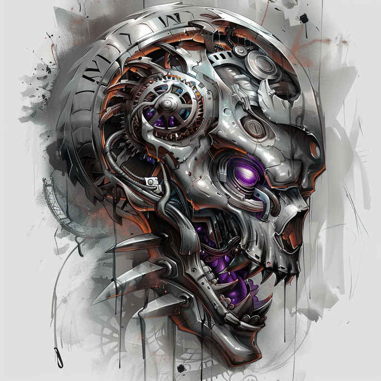 biomechanics tattoo design ideas distorted perspective levers symbolising determination