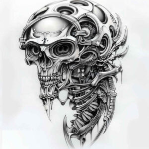 biomechanics tattoo design ideas Surrealism altered reality motion dynamics embodying strength