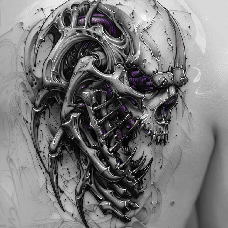 biomechanics tattoo design ideas wide-angle muscular structure for side torso