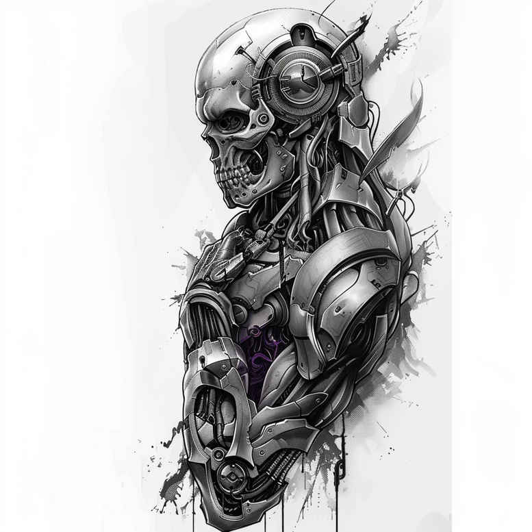 biomechanics tattoo design ideas Surrealism enigmatic light organic forms for behind ear