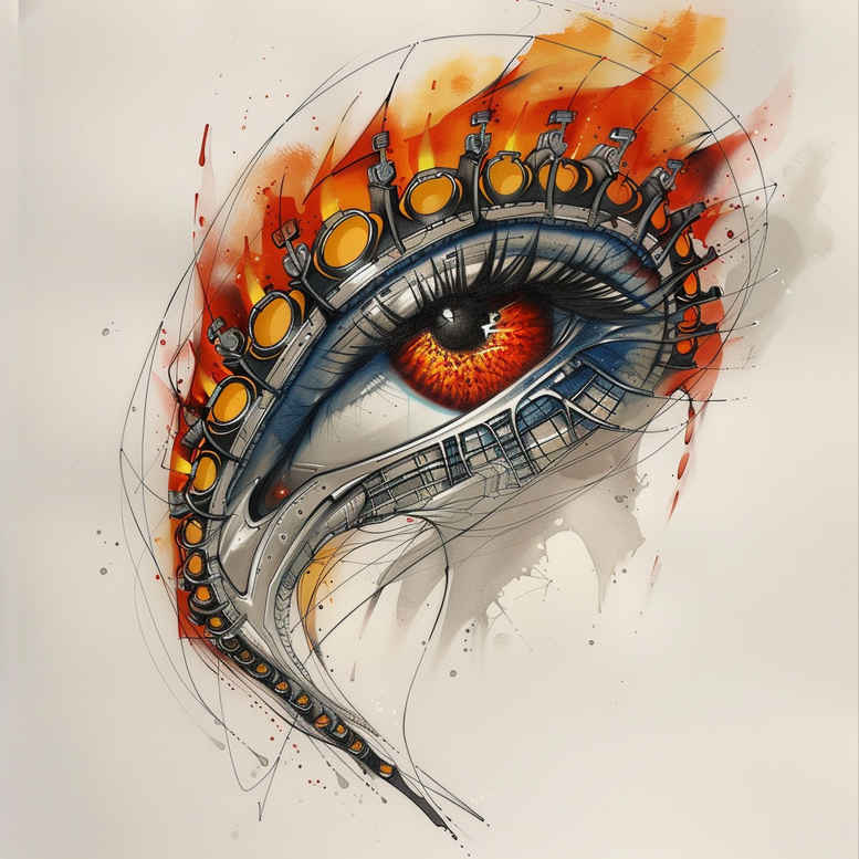 biomechanics tattoo design ideas soft blending technical motifs for hip