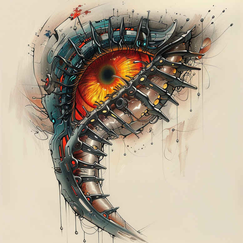 biomechanics tattoo design ideas Surrealism phantom technical shading embodying perseverance