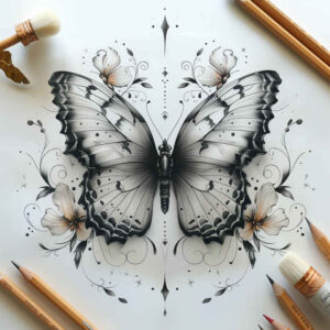 butterflies-moths-dragonflies tattoo design ideas repetition no background symbol of strength