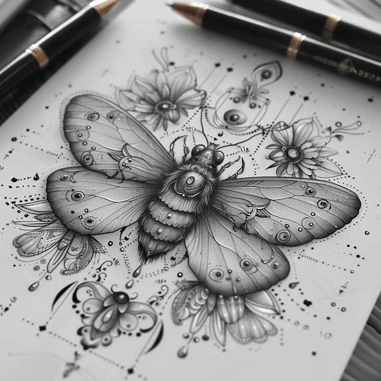 butterflies-moths-dragonflies tattoo design ideas quiet art translucent effects symbolising perseverance
