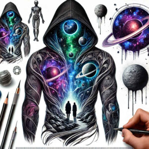 nebula-cloud – tattoo design ideas free ai generated – neotraditional-subtle-tone – for-lower-chest – Gallery: cosmos-inkby-ai