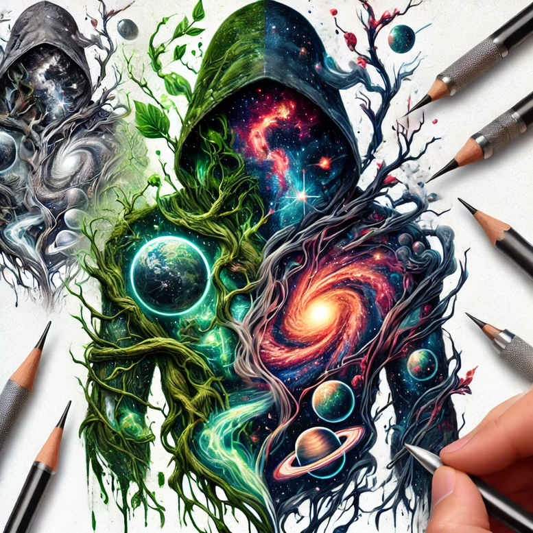 supernova-explosion – tattoo design ideas free ai generated – neotraditional-artistic-contrast – for-temple – Gallery: cosmos-inkby-ai