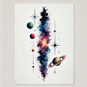 universe-mystery – tattoo design ideas free ai generated – neotraditional-enhanced-color – for-lower-chest – Gallery: cosmos-inkby-ai