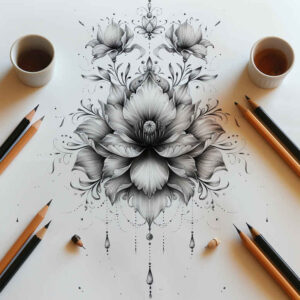 floral-accents – tattoo design ideas free ai generated – little-tattoo – for-upper-chest – Gallery: delicate-flowers-inkby-ai