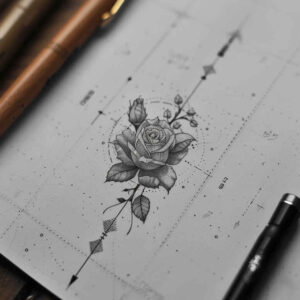 floral-accents – tattoo design ideas free ai generated – pure-design – for-upper-chest – Gallery: delicate-flowers-inkby-ai