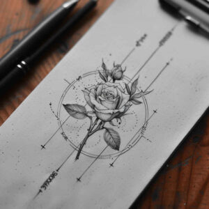 floral-elegance – tattoo design ideas free ai generated – mini-geometry – for-back – Gallery: delicate-flowers-inkby-ai