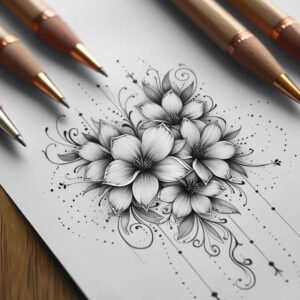 flower-symbolism – tattoo design ideas free ai generated – micro-design – for-chest – Gallery: delicate-flowers-inkby-ai