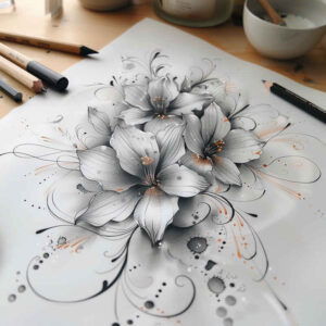 linear-form – tattoo design ideas free ai generated – nonintrusive – for-lower-arm – Gallery: delicate-flowers-inkby-ai