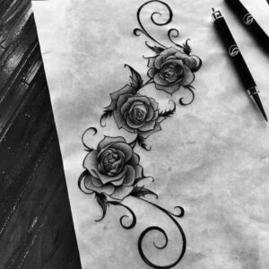 linear-form – tattoo design ideas free ai generated – thin-line – for-collarbone – Gallery: delicate-flowers-inkby-ai