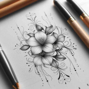 organic-shape – tattoo design ideas free ai generated – diminutive – for-stomach – Gallery: delicate-flowers-inkby-ai