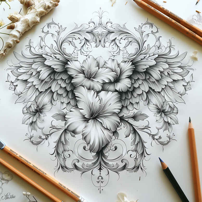 soft-composition – tattoo design ideas free ai generated – clean-lines – for-chest – Gallery: delicate-flowers-inkby-ai
