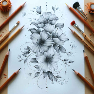 soft-shading – tattoo design ideas free ai generated – plain – for-inner-arm – Gallery: delicate-flowers-inkby-ai