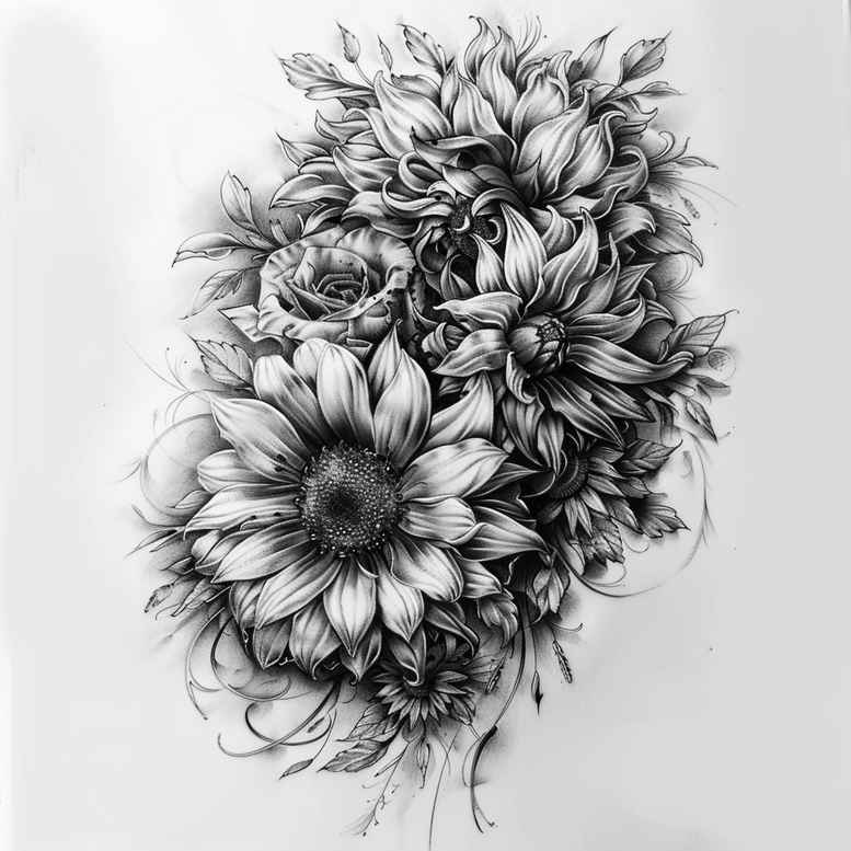 soft-transitions – tattoo design ideas free ai generated – refined-ink – for-collarbone – Gallery: delicate-flowers-inkby-ai