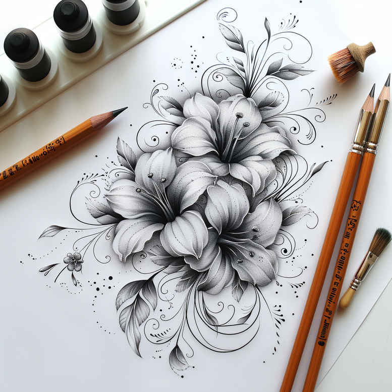 delicate-flowers tattoo design ideas outline only detailed veins symbol of perseverance