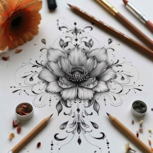 delicate-flowers tattoo design ideas tiny detail harmonious for temple