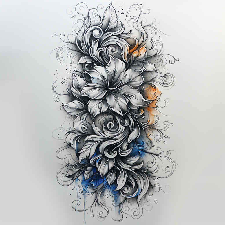 delicate-flowers tattoo design ideas quiet art intricate details for calf