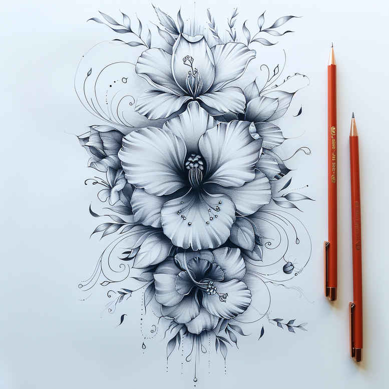delicate-flowers tattoo design ideas understated light contrast for stomach