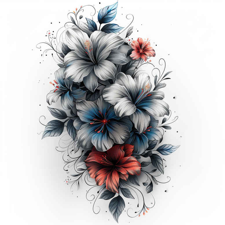 delicate-flowers tattoo design ideas slender soft petals for lower back