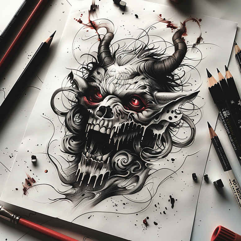 demons tattoo design ideas Realism perfect proportions dark energy represents courage