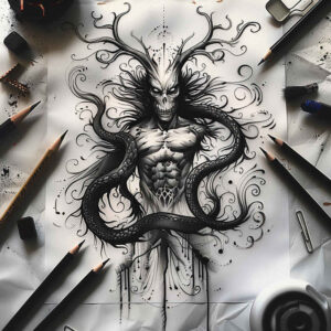 demons tattoo design ideas crisp lines detailed textures embodying resilience