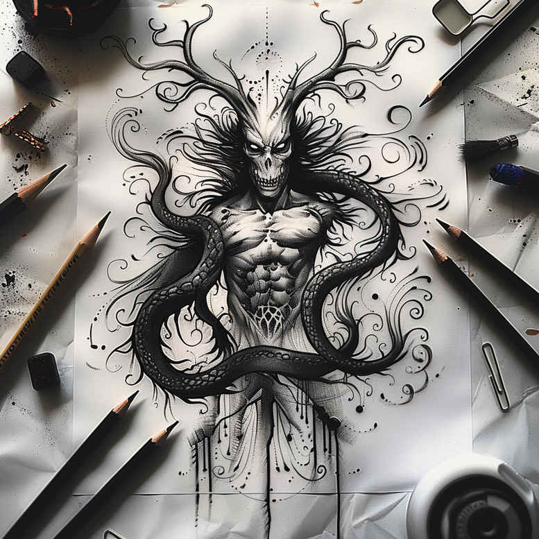 demons tattoo design ideas crisp lines detailed textures embodying resilience