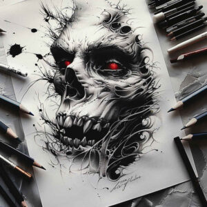 demons tattoo design ideas photo-realistic fierce expression for palm