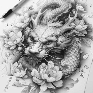 dragon-fantasy – tattoo design ideas free ai generated – mask – for-sternum – Gallery: dragons-inkby-ai