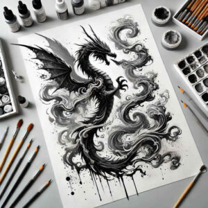 dragon-magic – tattoo design ideas free ai generated – horror – for-sternum – Gallery: dragons-inkby-ai