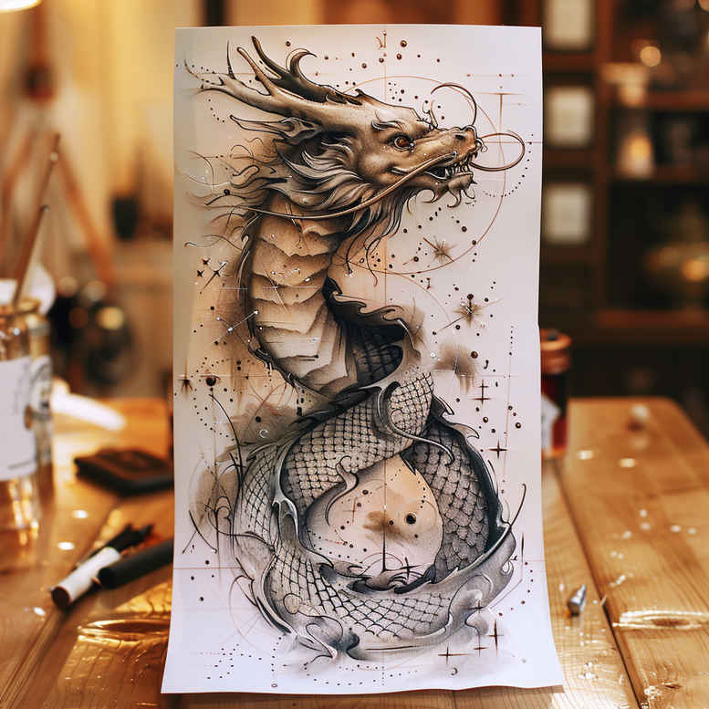 dragon-mythology – tattoo design ideas free ai generated – occult – for-forearm – Gallery: dragons-inkby-ai
