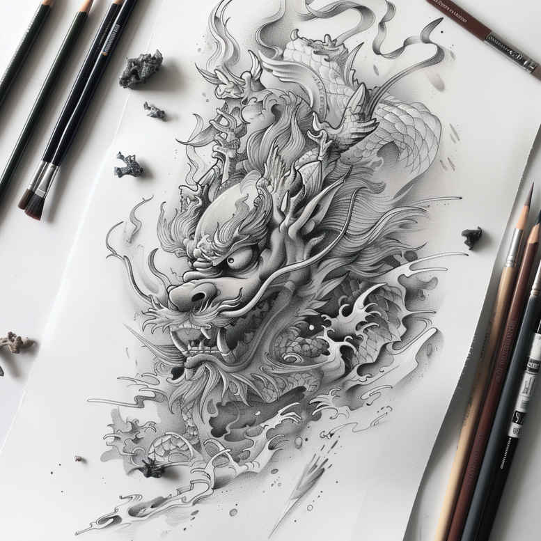 dragon-spirit-animal – tattoo design ideas free ai generated – torment – for-lower-arm – Gallery: dragons-inkby-ai