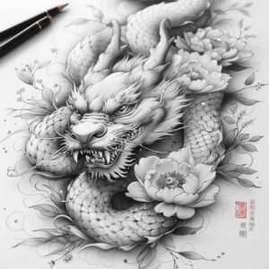 dragon-tattoo – tattoo design ideas free ai generated – cobweb – for-lower-leg – Gallery: dragons-inkby-ai