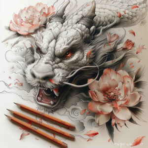 flying-dragon – tattoo design ideas free ai generated – hidden – for-elbow – Gallery: dragons-inkby-ai