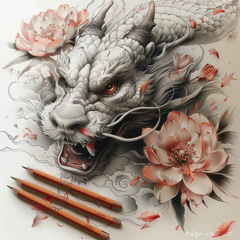 flying-dragon – tattoo design ideas free ai generated – hidden – for-elbow – Gallery: dragons-inkby-ai
