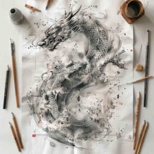 oriental-dragon – tattoo design ideas free ai generated – screaming – for-nape – Gallery: dragons-inkby-ai