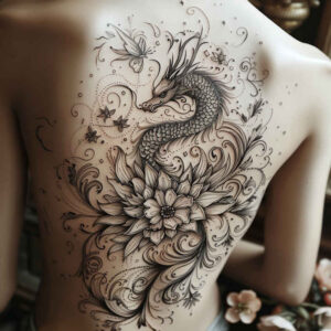oriental-dragon – tattoo design ideas free ai generated – whispering – for-elbow – Gallery: dragons-inkby-ai