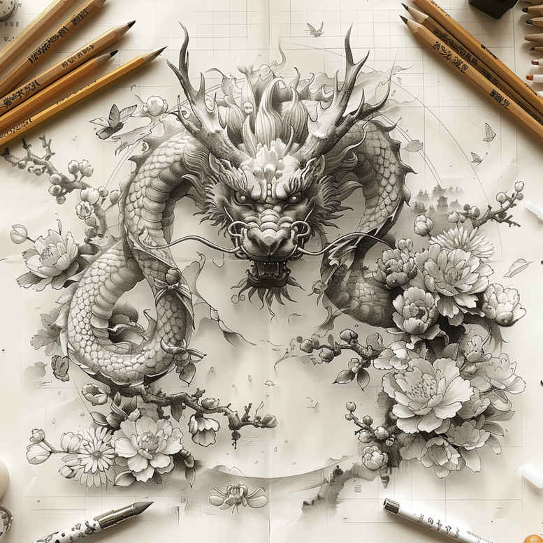 dragons tattoo design ideas enhanced color detailed scales symbolising determination