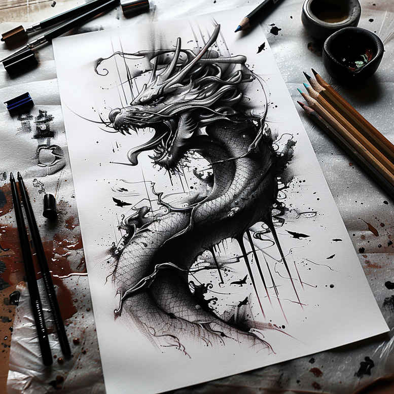 dragons tattoo design ideas rich shading fierce pose for upper shoulder