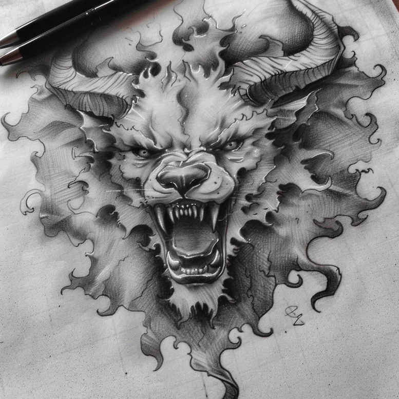 dragons tattoo design ideas Realism subtle gradients flame for lower chest
