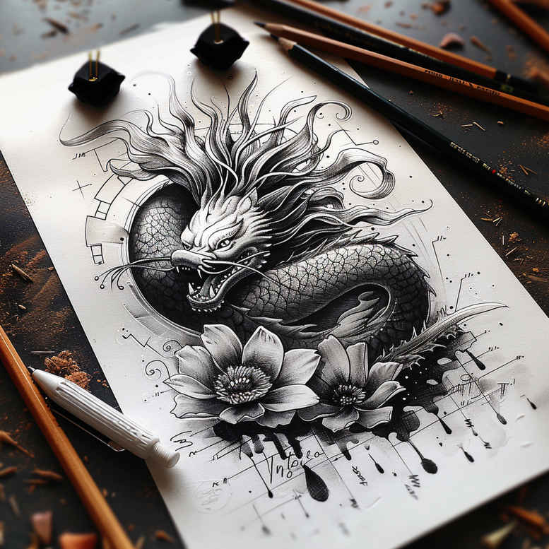 dragons tattoo design ideas ethereal textures flame represents determination