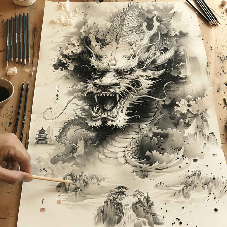 dragons tattoo design ideas Realism color precision mystical aura for upper arm