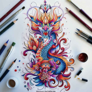dragons tattoo design ideas Realism sharp focus powerful represents determination