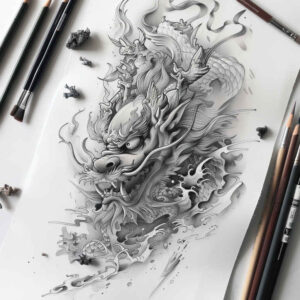 dragons tattoo design ideas fine detail scales for lower chest